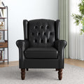 High Back Accent Chair,Upholstered Faux Leather Wingback Armchair with Solid Wood Legs for Small Spaces,Comfy Single Sofa Chair for Living Room,Bedroom,Office-Black