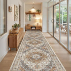 Madane Hallway Runner Rug 3x14 Washable Kitchen Runners Long, Turmeric/Grey | - Image 2