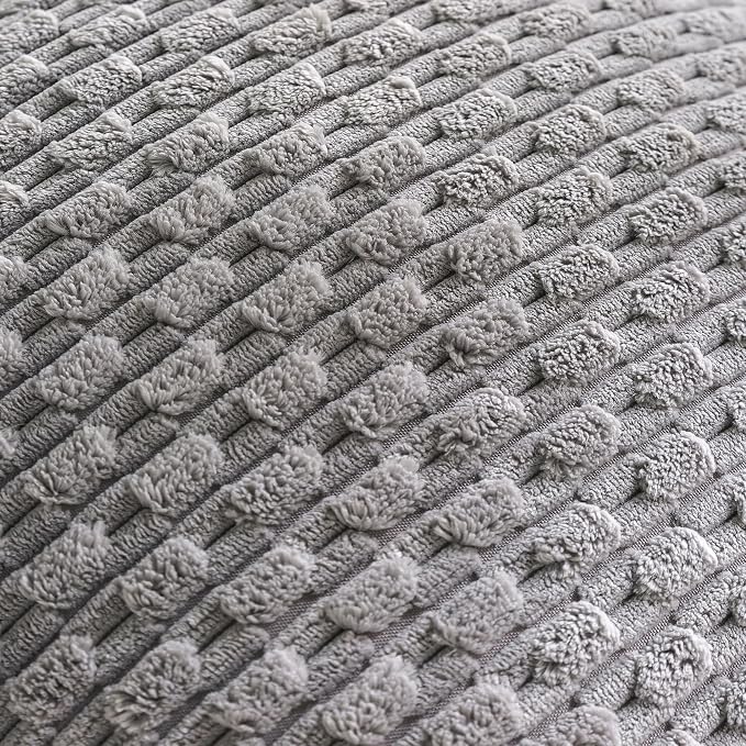 Set of 4 Grey Decorative Throw Pillow Covers 24x24 Inch Corduroy Pillow Covers - Image 5