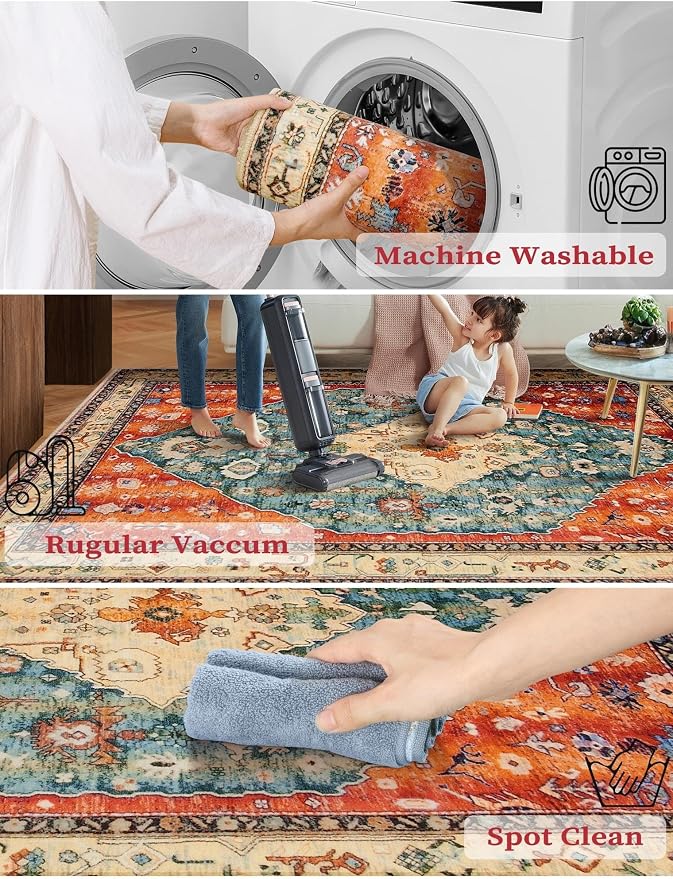 SERISSA 3x12 Washable Non Slip Boho Runner Rug - Image 3