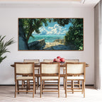 Canvas Wall Art Decor Wall Pictures for Living Room Artwork for Walls Large Landscape Natural Wall Art Decorations Framed Green Coastal Wall Art Prints Seaside Path Home Office Decor 29" x 58"