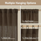 Linen Curtains 48 Inch Length Semi Sheer Light Filtering 2 Panels | Linen - Image 3
