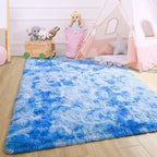 3x5 Tie-Dyed Blue Fluffy Soft Area Rug Non-Slip - Image 6