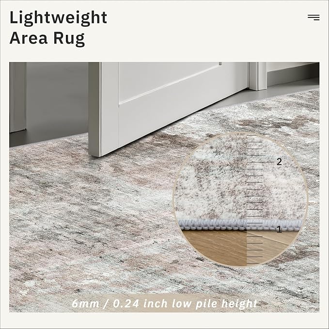 Soalmost Abstract Runner Rug 2x8 Hallway Kitchen Runners Pink/Grey | Vintage - Image 7
