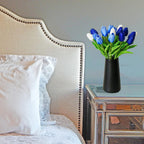 Mandy's Artificial Tulips 20 Stems Shades of Blue PU Faux Flowers for Wedding Home Decor 13.5 Inch