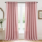 RYB HOME Farmhouse Boho Linen Sheer Curtains 90 inches Long by RYBHOME