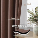 Cappuccino 100% Blackout Linen Curtains 108 Inch Length 2 Panels Set - Image 4