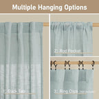 Semi Sheer Linen Curtains 54 Inch Length 2 Panels, 52 x 54 Inch | Greyish Blue - Image 3
