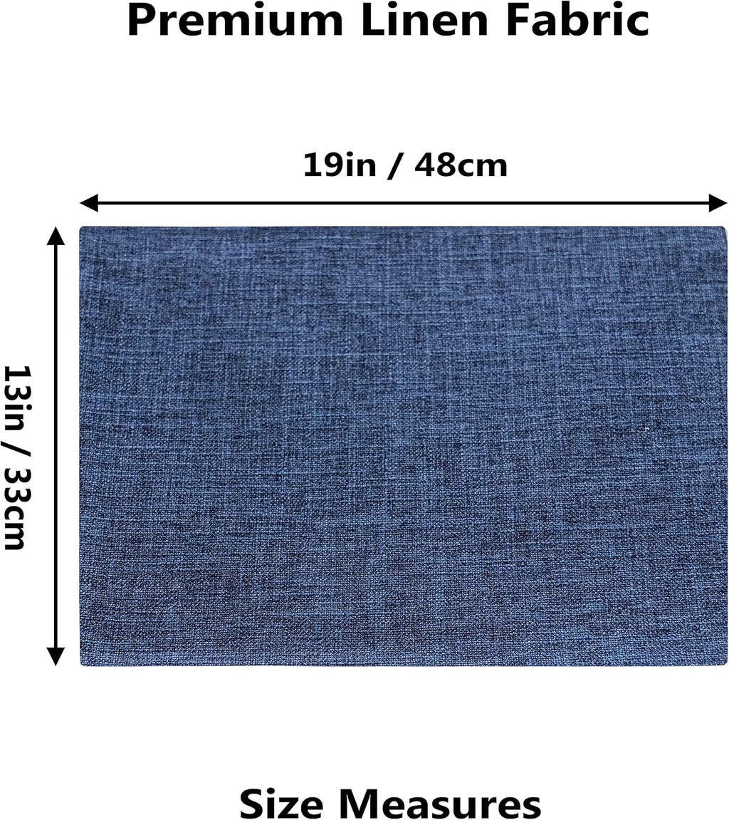 Home Brilliant Placemats Set of 4 Linen Blue Placemats Heat Resistant Dining Table Place Mats Kitchen Table Mats, Indigo
