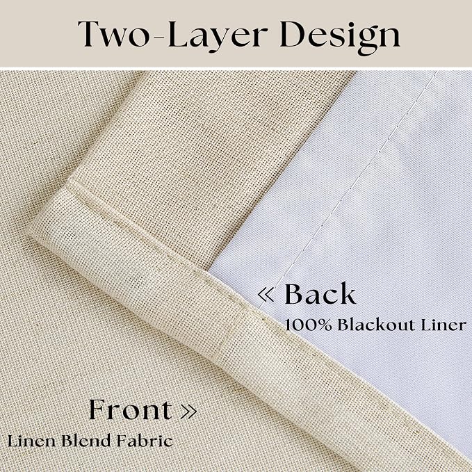 Cream Beige 100% Black Out Pinch Pleat Curtains 80 Inch Length 2 Panels | 2 - Image 4