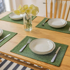 Demetex Cloth Placemats Green Set of 4 Vintage Textured Linen Place Mats Heat Resistant Plate Placemat for Kitchen Dinning Table, Green