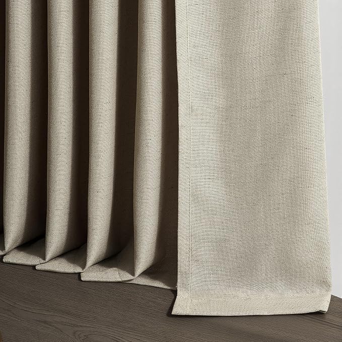 Topfinel Grey Beige Pinch Pleated Linen Curtains 84 Inch Length 2 Panels - Image 7