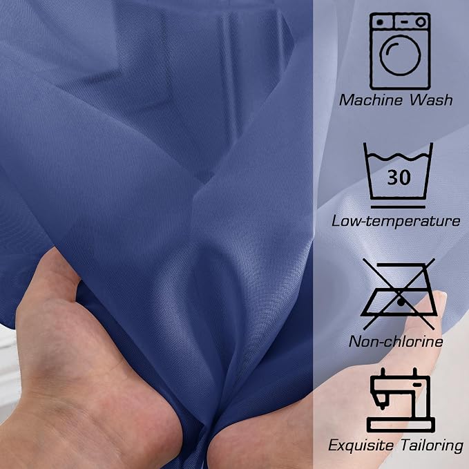 Sheer Curtains 54 Inch Length 2 Panels Set, Royal Blue Clear Sheer Short - Image 3
