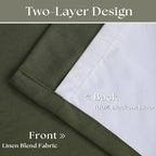 Olive Pinch Pleated 100% Blackout Linen 80 Inch Window Curtains | Room - Image 4