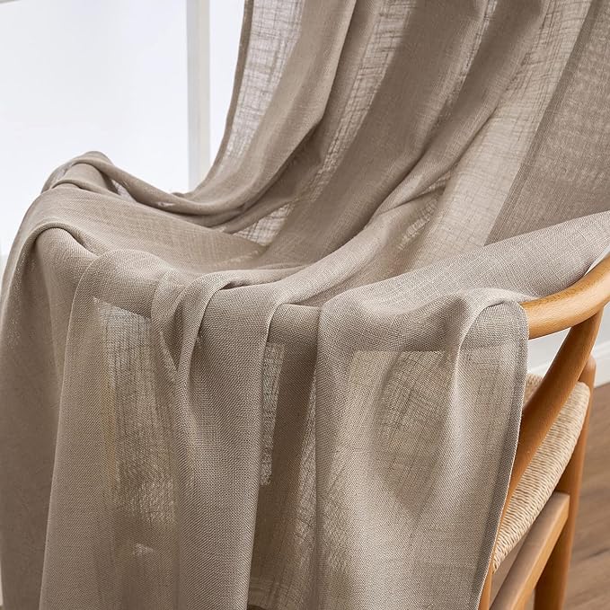 MIULEE Taupe Linen Curtains 52x90 Inch Long - Image 6