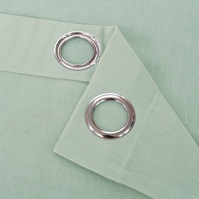 YoungsTex Mint Green Linen Semi Sheer Curtains 84 Inches Length - Image 8