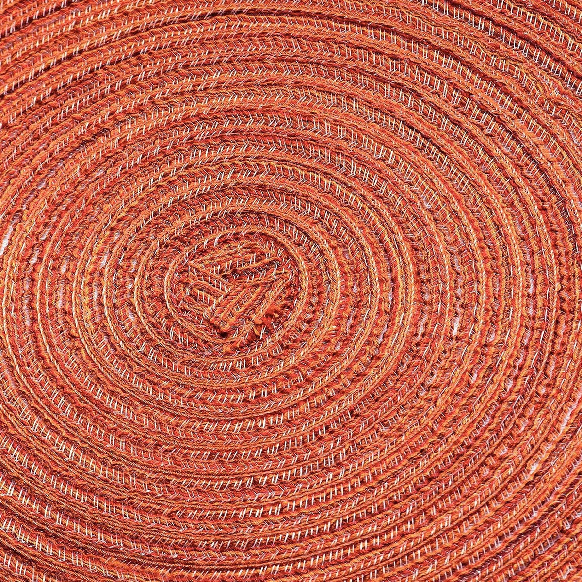 AHHFSMEI Round Braided Placemats Set of 4 Round Table Mats for Dining Tables Natural Woven Heat Resistant Place mats 15 Inch(Orange)
