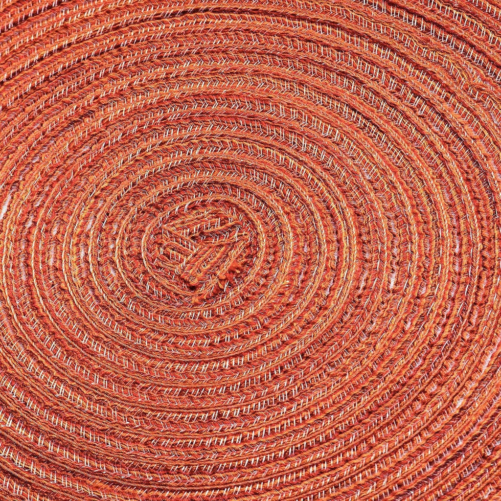 AHHFSMEI Round Braided Placemats Set of 8 Round Table Mats for Dining Tables Natural Woven Heat Resistant Place mats 15 Inch(Orange,8)