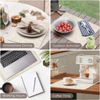 Vinyl Placemats Set of 4, Faux Leather Waterproof and Heat Resistant Place Mats, Washable Anti-Slip Table Mats with Coaster, Wipeable Placemats for Indoor & Outdoor 17" x 12" (Beige, Set of 4)