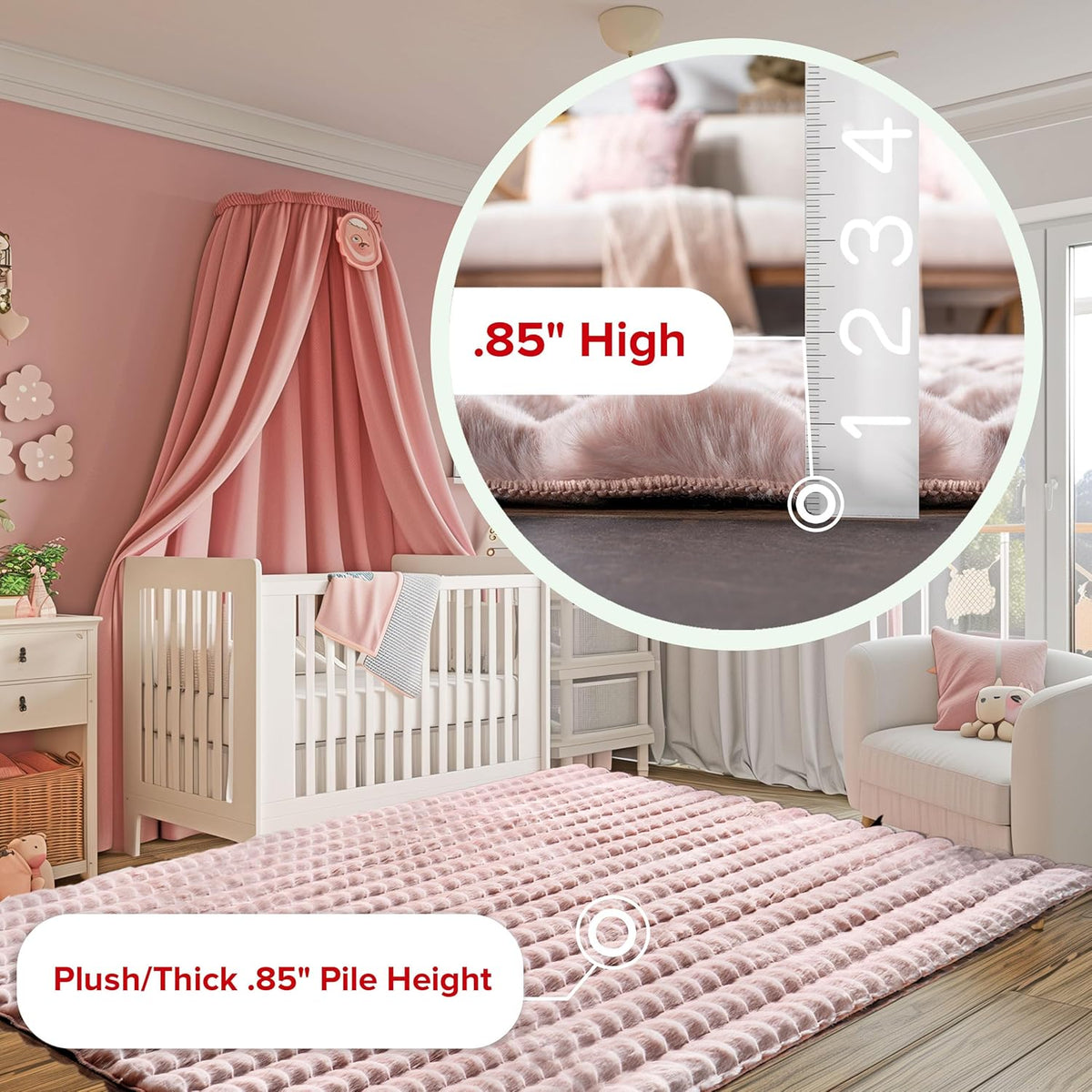 nuLOOM 2' x 8' Cozy Plush SuperiorWash Area Rug, Machine Washable, Non-Slip, Soft Fluffy Shag Carpet for Living Room Bedroom Kids Room Nursery Home Decor, Jeni Blush
