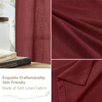 Burgundy Red Sheer Linen Curtains, Light Filtering Drapes 2 Panels | Semi Sheer - Image 6