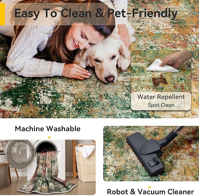 RELEANY Washable 4'x6' Abstract Area Rug - Image 6