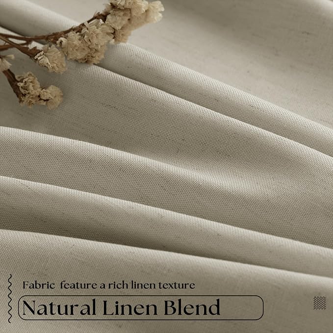 Burlywood Birch 100% Blackout Pinch Pleated Linen Curtains 112 Inches Long | - Image 5