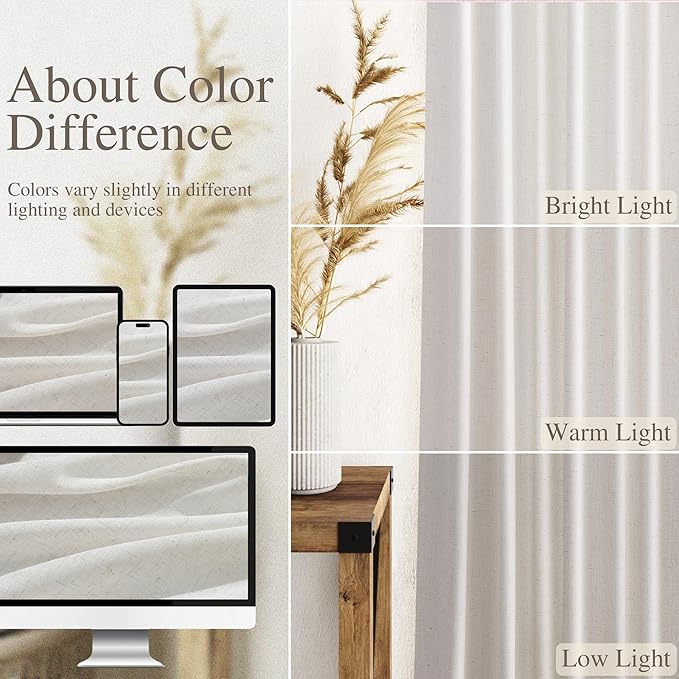 Natural Linen Curtains 120 Inches Long - Image 3