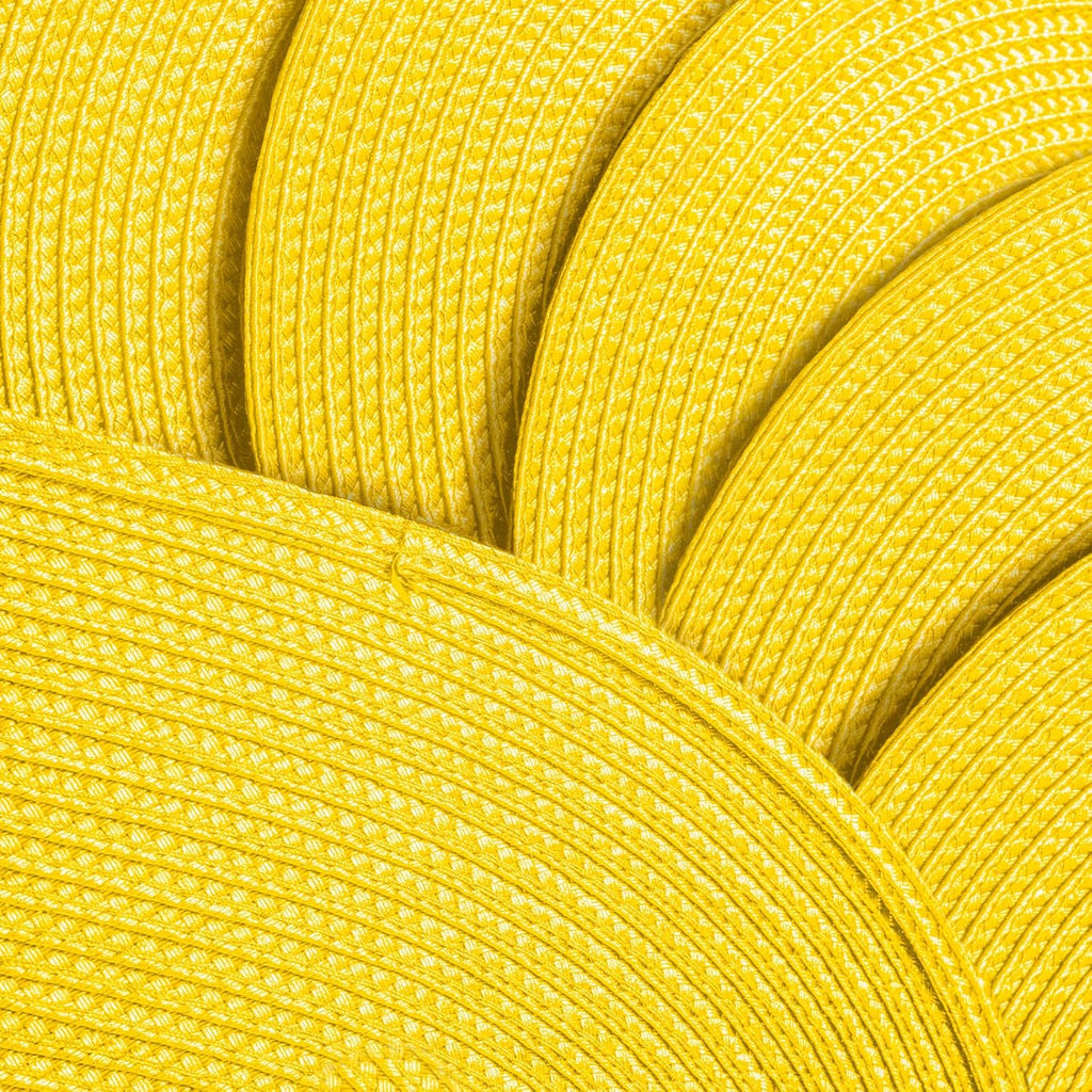 AHHFSMEI Placemats Set of 4 for Dining Table Washable Woven Vinyl Non-Slip 18x12 inches Placemat Heat-Resistant Durable Table Mats for Dining Table Easy to Clean (Oval Yellow, 4)