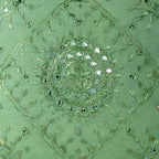 Eyes of India Embroidered Decorative Boho Throw Pillow Cover with Mirrors, Handmade Bohemian Accent Cushion Case for Sofa Couch Bedroom Living Room (Green, 24" x 24")