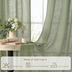 60 Inch Length Window Linen Curtains, Light Filtering Sheer Panels | Semi Sheer - Image 8