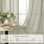 Sage Grey Semi Sheer Linen Curtains 63 Inch - Image 8