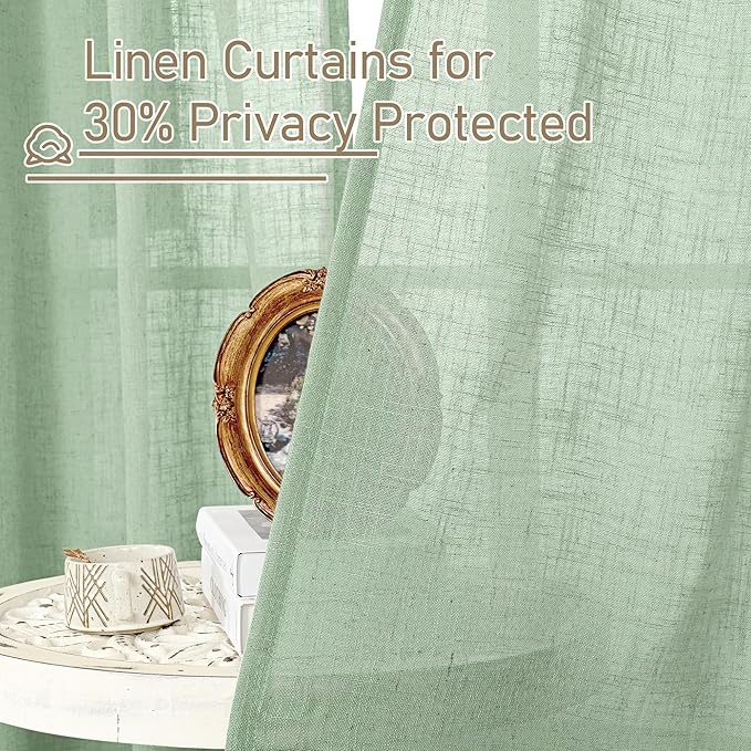 Semi Sheer Linen Curtains 45 Inches Long - Image 5