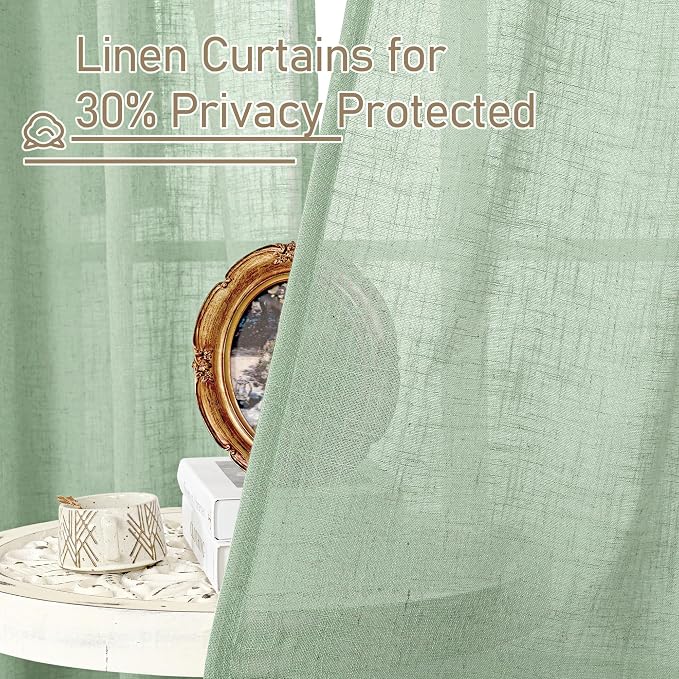 Fresh Green Linen Semi Sheer Curtains - Image 5
