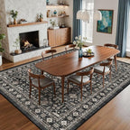 Grey Area Rug 10x14 for Living Room Bedroom | Low Pile; Non Slip;Machine - Image 4