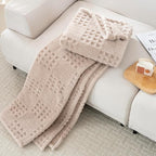 Waffle Brown Throw Blanket -Fluffy Fleece, Neutral Tan Color, Cute & Aesthetic - Image 3