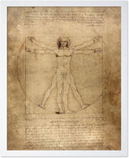 Poster Master Classic Leonardo Da Vinci Poster - Vintage Renaissance Print - Gift for Artist, Friend - Vitruvian Man, Proportion, Symmetry, Human Body - Wall Decor for Office, 8x10 White Framed