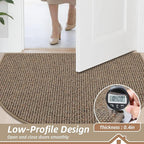 BEQHAUSE Dirt Trapper Door Mat 36" x 60" Half Circle Non Slip Rugs, Taupe | - Image 6
