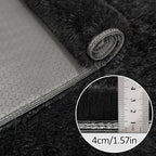 2x5 Bedside Area Rugs for Bedroom Soft Fluffy Shag Black Rug for Hallway - Image 5