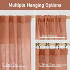54 Inch Semi Sheer Window Linen Curtains, Light Filtering Panels | Faux Linen - Image 3
