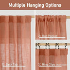 Terracotta Linen Boho Curtains 84 inch Length 2 Panels, Fall Decor | Light - Image 3