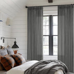 Charcoal Gray Linen Pinch Pleat Semi Sheer 120 Inch Curtains 2 Panels Set | - Image 6