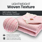 Gold Case Throw Blanket for Couch – 100% Recycled Turkish Cotton Blankets & Throws – Elegant Decorative Throw Blankets for Living Room Sofa – Woven Throws for Couch – Vintage Pink – 50x60 (Set of 2)