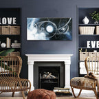 TAIJXAGSG Canvas Wall Art Decor Artwork Modern Paintings Dark Blue Wall Decorations Maximalist White Line Abstract Wall Art Prints For Wall Bedroom Kitchen Office Artwork Ready To Hang 20"×40"