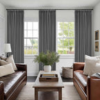 Dark Grey Pleated Thick Linen Blackout Curtains 80 Inches Long - Image 9