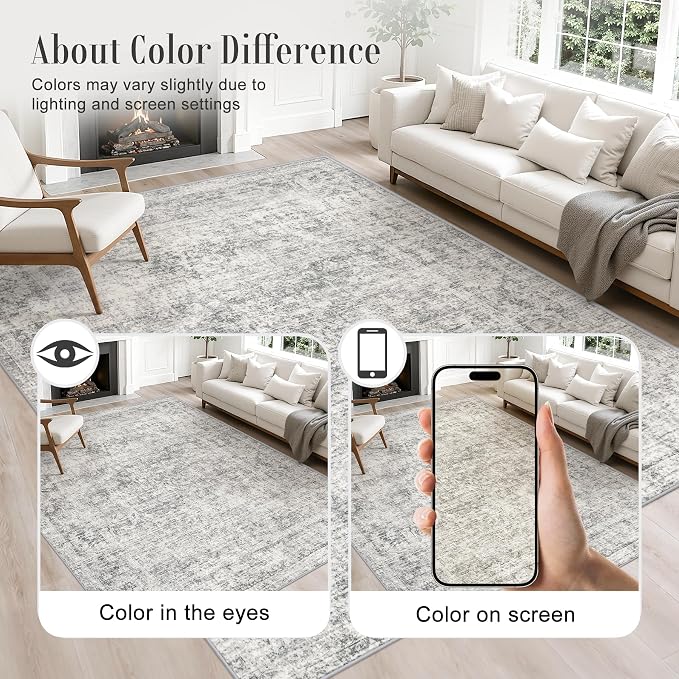 3x10 Washable Runner Rug：Modern Abstract Soft Carpet Black Grey | - Image 4