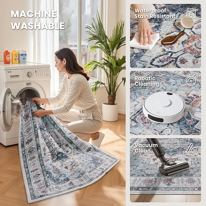 8x10 Area Rugs for Living Room, Large Washable Rug, Dining Room, Low Pile - Image 5