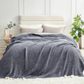 Snuggle Sac Queen Size Bedding Blanket Navy, Oversized Super Soft Bed Blankets Warm Cozy Knit Fuzzy Microfiber Blankets for Bed, Heather Navy, 90 x90