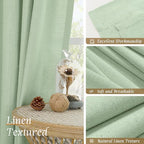 Light Green Linen Window Curtains 63 Inch Length - Image 7