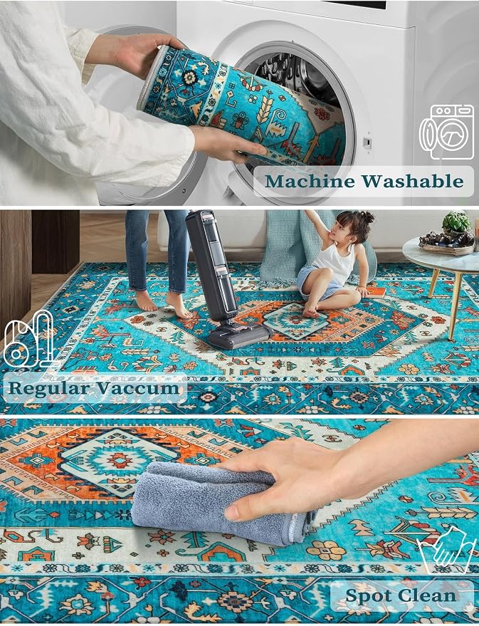 SERISSA 2'6"x18' Washable Non Slip Boho Runner Rug - Image 3
